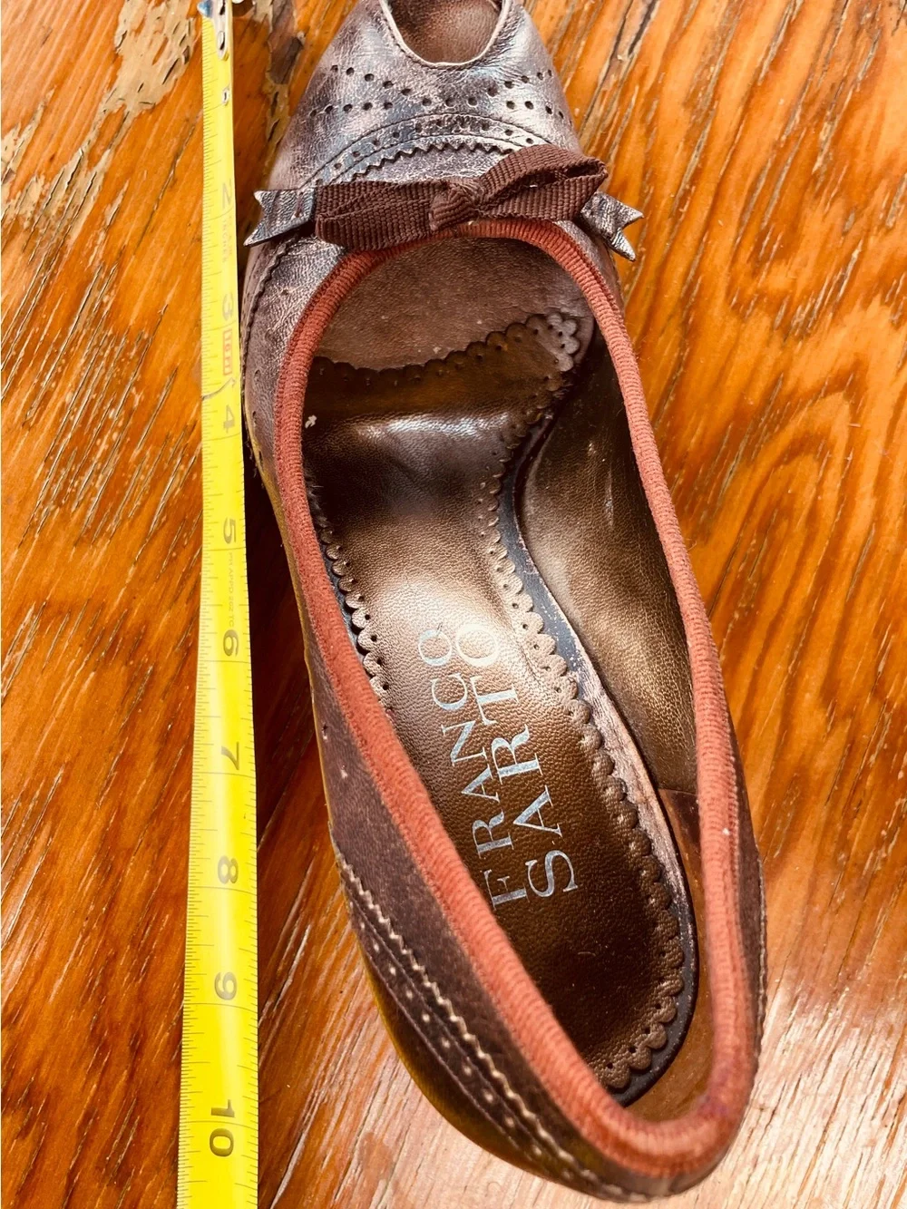 Franco Sarto Copper Leather Peep-Toe Heels | Size 7